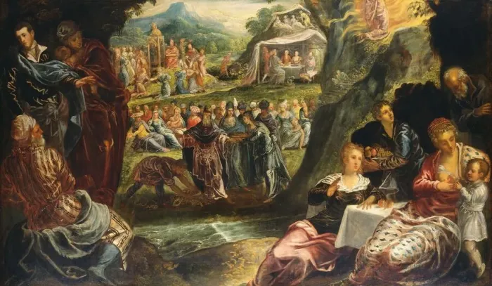 Framed Print : The Worship of the Golden Calf, c. 1594. Creator: Jacopo Tintoretto Framed Print : The Worship of the Golden Calf, c. 1594. Creator: Jacopo Tintoretto