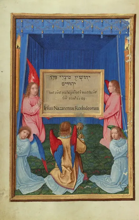 Framed Print : The Worship of the Inscribed Tablet from the Cross, about 1525-1530. Creator: Simon Bening Framed Print : The Worship of the Inscribed Tablet from the Cross, about 1525-1530. Creator: Simon Bening