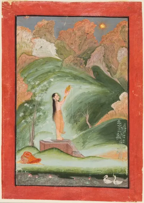 Framed Print : Worship of the Sun (Surya Puja), c. 1810. Creator: Chokha (Indian, 1770-1830), attributed to Framed Print : Worship of the Sun (Surya Puja), c. 1810. Creator: Chokha (Indian, 1770-1830), attributed to