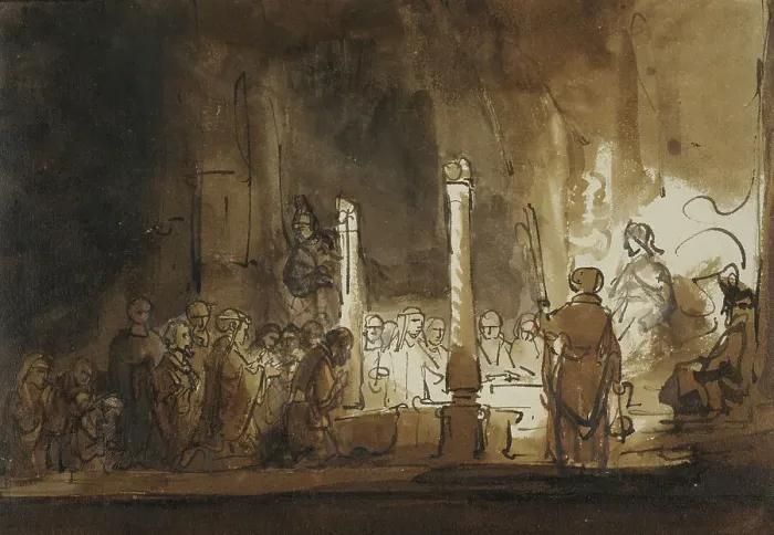 Framed Print : Worshippers Before the High Priest in the Temple. Creator: Salomon Koninck Framed Print : Worshippers Before the High Priest in the Temple. Creator: Salomon Koninck