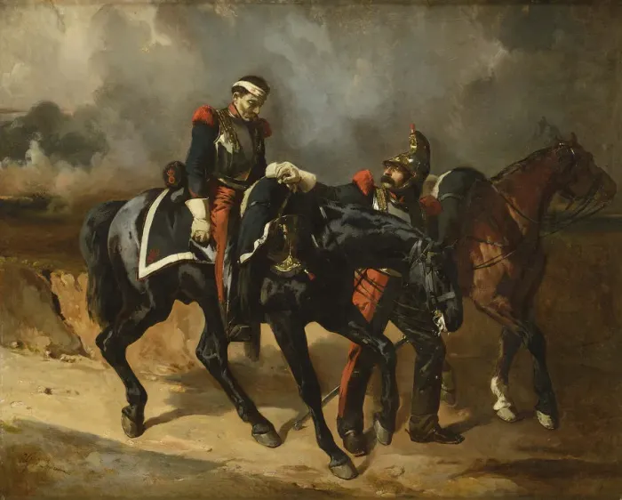 Framed Print : The wounded Cuirassier, 1830s Framed Print : The wounded Cuirassier, 1830s