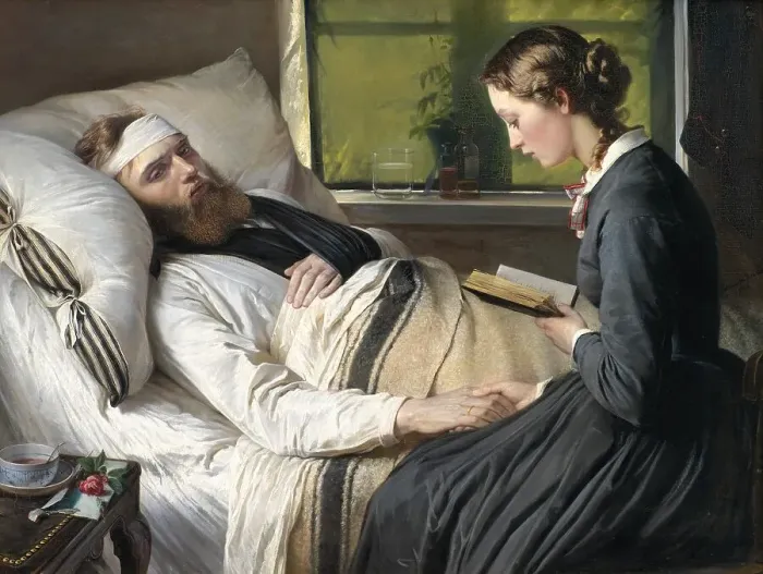 Framed Print : A Wounded Danish Soldier, 1865. Creator: Elisabeth Baumann Framed Print : A Wounded Danish Soldier, 1865. Creator: Elisabeth Baumann