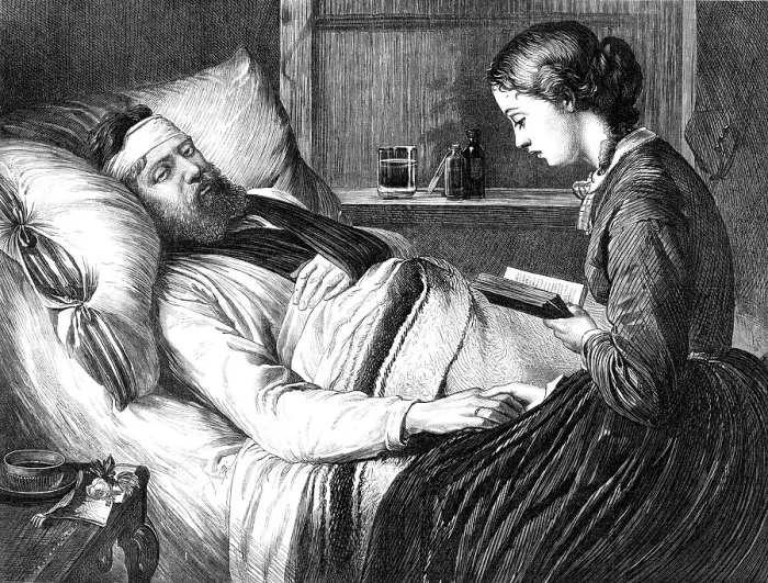 Framed Print : A Wounded Danish Soldier and his Betrothed, by Madame Jerichau, 1870. Creator: Unknown Framed Print : A Wounded Danish Soldier and his Betrothed, by Madame Jerichau, 1870. Creator: Unknown