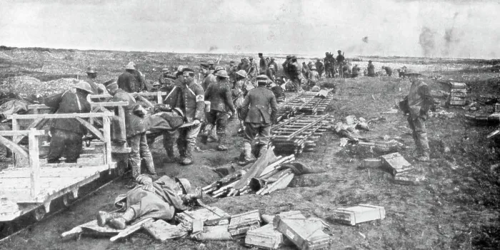 Framed Print : Wounded evacuation point, Vimy, France, First World War, April 1917 Framed Print : Wounded evacuation point, Vimy, France, First World War, April 1917
