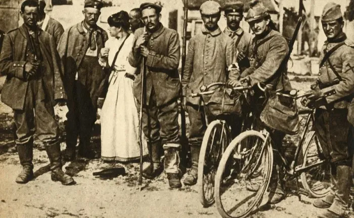 Framed Print : Wounded German prisoners are cared for by the Red Cross, France, First World War, 1914-1918 Framed Print : Wounded German prisoners are cared for by the Red Cross, France, First World War, 1914-1918