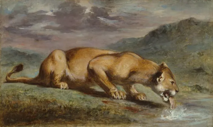 Framed Print : Wounded Lioness, 1840 / 50. Creator: Pierre Andrieu Framed Print : Wounded Lioness, 1840 / 50. Creator: Pierre Andrieu