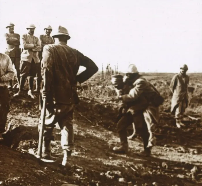 Framed Print : Wounded soldier, Haute Chevauchee, northern France, c1914-c1918 Framed Print : Wounded soldier, Haute Chevauchee, northern France, c1914-c1918