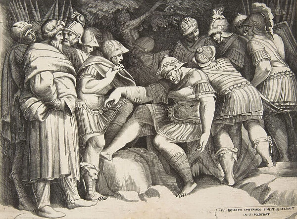 The wounded soldier Scipio in the centre surrounded by figures, 1531-76