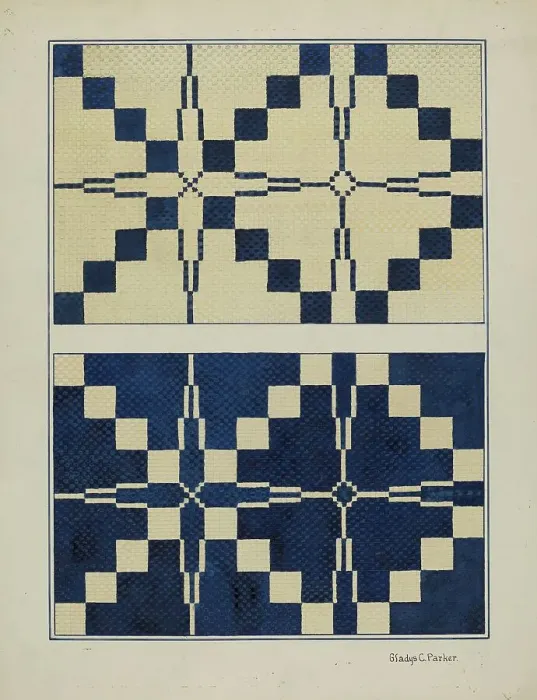 Framed Print : Woven Bedspread, c. 1936. Creator: Gladys C. Parker Framed Print : Woven Bedspread, c. 1936. Creator: Gladys C. Parker