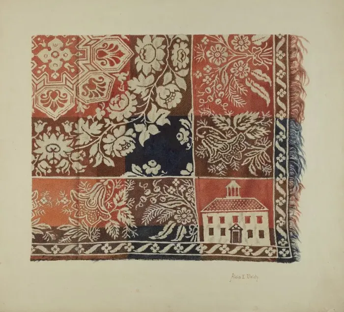 Framed Print : Woven Coverlet, 1935 / 1942. Creator: Alois E. Ulrich Framed Print : Woven Coverlet, 1935 / 1942. Creator: Alois E. Ulrich