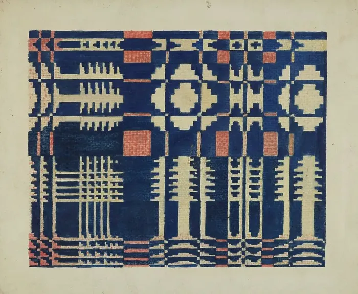 Framed Print : Woven Coverlet, 1935 / 1942. Creator: Martha L. Lanscher Framed Print : Woven Coverlet, 1935 / 1942. Creator: Martha L. Lanscher