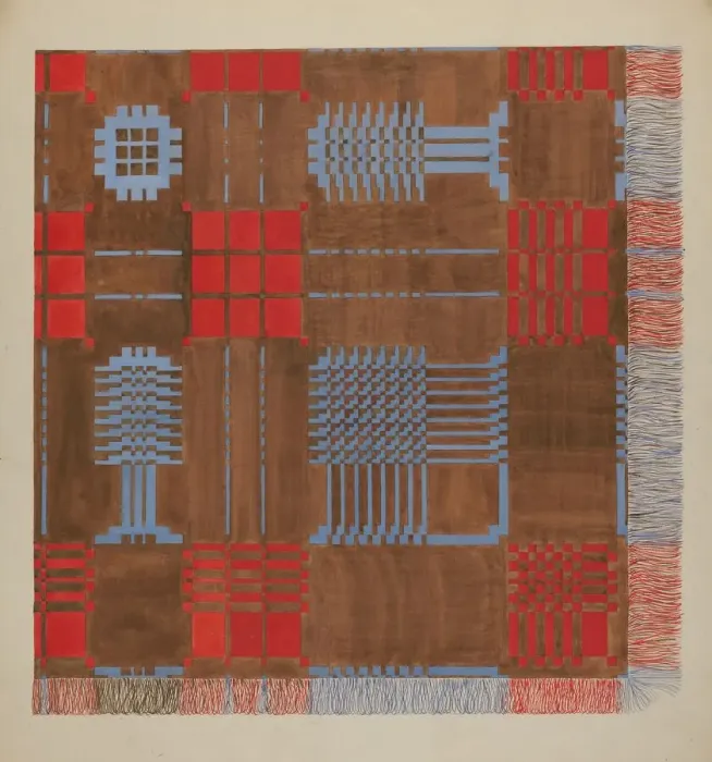 Framed Print : Woven Coverlet, c. 1936. Creator: Dorothy Posten Framed Print : Woven Coverlet, c. 1936. Creator: Dorothy Posten