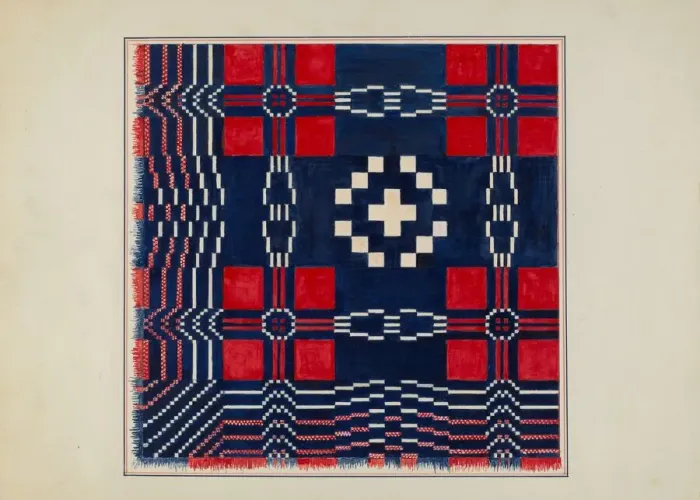 Framed Print : Woven Coverlet, c. 1936. Creator: Margaret Linsley Framed Print : Woven Coverlet, c. 1936. Creator: Margaret Linsley