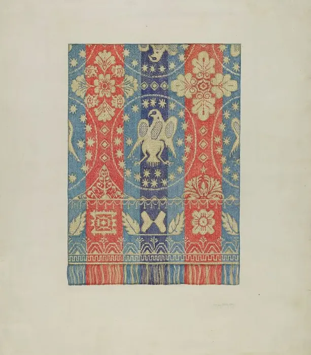Framed Print : Woven Coverlet, c. 1937. Creator: Helen Bronson Framed Print : Woven Coverlet, c. 1937. Creator: Helen Bronson
