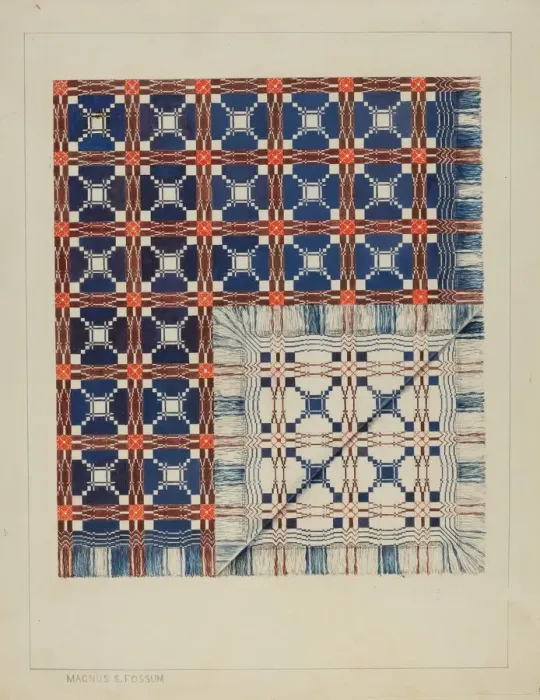 Framed Print : Woven Coverlet, c. 1937. Creator: Magnus S. Fossum Framed Print : Woven Coverlet, c. 1937. Creator: Magnus S. Fossum