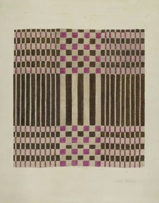 Framed Print : Woven Coverlet, c. 1937. Creator: Theodore Pfitzer Framed Print : Woven Coverlet, c. 1937. Creator: Theodore Pfitzer