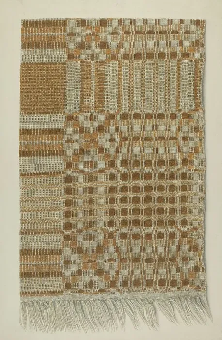 Framed Print : Woven Coverlet, c. 1938. Creator: Lucille Lacoursiere Framed Print : Woven Coverlet, c. 1938. Creator: Lucille Lacoursiere