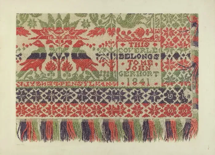 Framed Print : Woven Coverlet, c. 1940. Creator: Carmel Wilson Framed Print : Woven Coverlet, c. 1940. Creator: Carmel Wilson