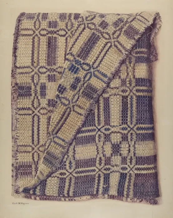 Framed Print : Woven Coverlet, c. 1941. Creator: Edith Magnette Framed Print : Woven Coverlet, c. 1941. Creator: Edith Magnette