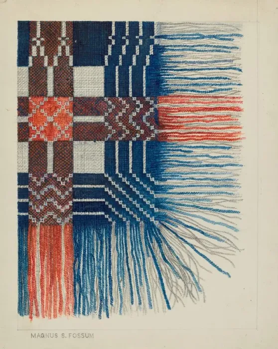 Framed Print : Woven Coverlet (Detail), c. 1937. Creator: Magnus S. Fossum Framed Print : Woven Coverlet (Detail), c. 1937. Creator: Magnus S. Fossum
