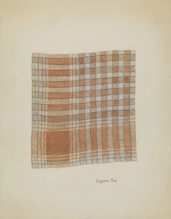 Framed Print : Woven Napkin, c. 1937. Creator: Suzanne Roy Framed Print : Woven Napkin, c. 1937. Creator: Suzanne Roy