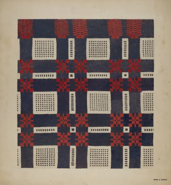 Framed Print : Woven Textile, 1935 / 1942. Creator: Byron Dingman Framed Print : Woven Textile, 1935 / 1942. Creator: Byron Dingman