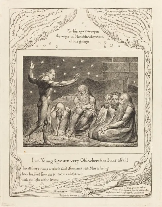 Framed Print : The Wrath of Elihu, 1825. Creator: William Blake Framed Print : The Wrath of Elihu, 1825. Creator: William Blake