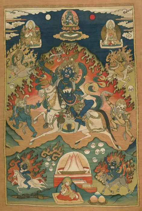 Framed Print : Wrathful Form of the Goddess Saraswati (Magzor Gyalmo) or Palden Llamo, 20th century. Creator: Unknown Framed Print : Wrathful Form of the Goddess Saraswati (Magzor Gyalmo) or Palden Llamo, 20th century. Creator: Unknown