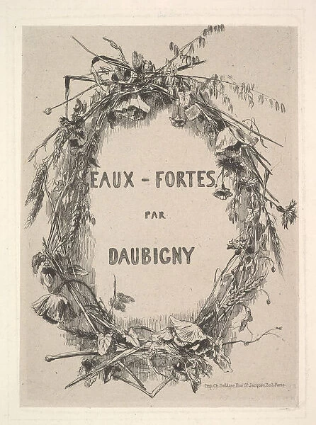 Wreath of Wildflowers, title for 'Eaux-Fortes par Daubigny', 1850