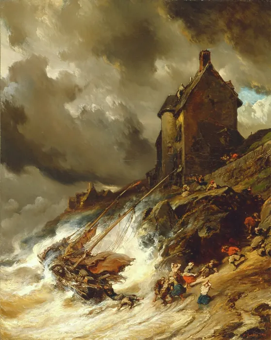 Framed Print : The Wreck, 1854. Creator: Eugene Isabey Framed Print : The Wreck, 1854. Creator: Eugene Isabey