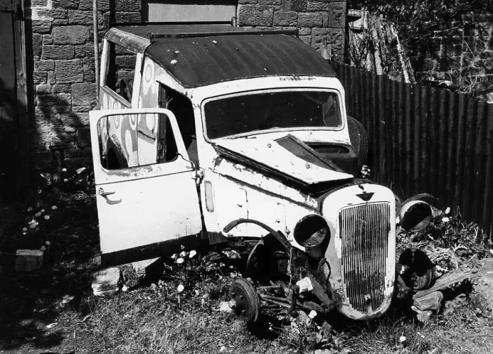 Framed Print : Wreck of a 1939 Austin 10 Framed Print : Wreck of a 1939 Austin 10