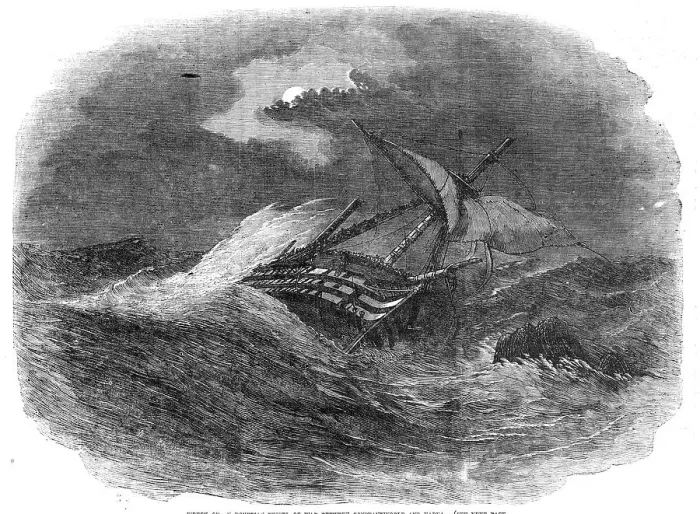 Framed Print : Wreck of an Egyptian Vessel of War between Constantinople and Varna, 1854. Creator: Unknown Framed Print : Wreck of an Egyptian Vessel of War between Constantinople and Varna, 1854. Creator: Unknown