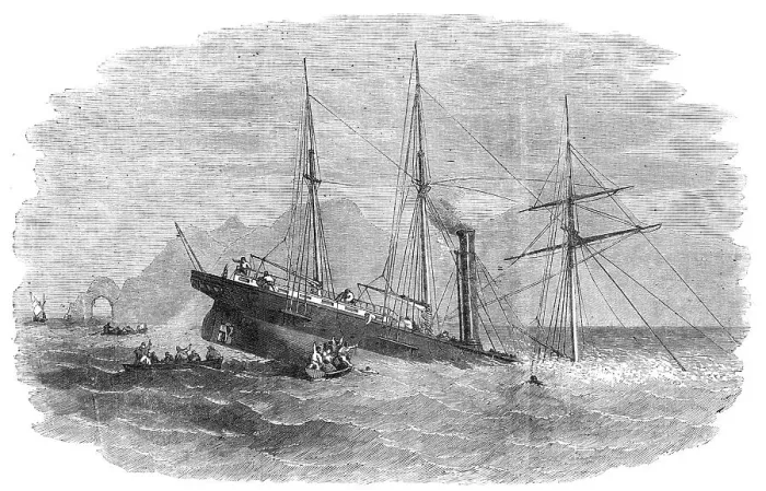 Framed Print : Wreck of The Forerunner African Mail-Steamer, at Point St. Lorenzo, 1854. Creator: Unknown. Wreck of The Forerunner African Mail-Steamer, at Point St. Lorenzo, 1854. Creator: Unknown Framed Print : Wreck of The Forerunner African Mail-Steamer, at Point St. Lorenzo, 1854. Creator: Unknown. Wreck of The Forerunner African Mail-Steamer, at Point St. Lorenzo, 1854. Creator: Unknown