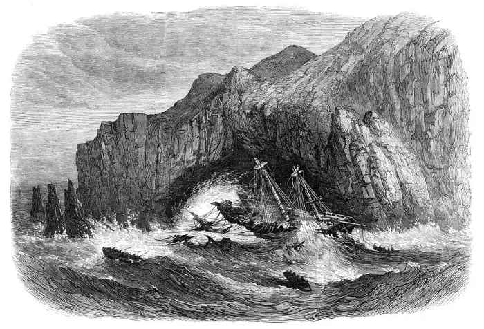 Framed Print : Wreck of the General Grant on the Auckland Islands, 1868. Creator: Unknown Framed Print : Wreck of the General Grant on the Auckland Islands, 1868. Creator: Unknown
