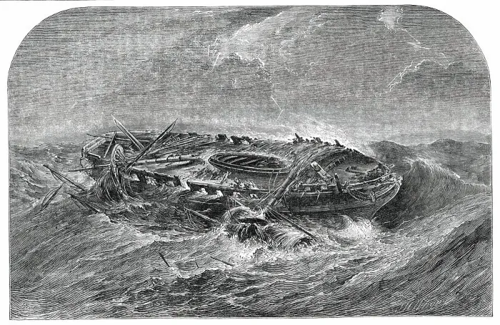 Framed Print : Wreck of an Indiaman - from a Picture by Mr. Daniell, 1850. Creator: Whymper Framed Print : Wreck of an Indiaman - from a Picture by Mr. Daniell, 1850. Creator: Whymper