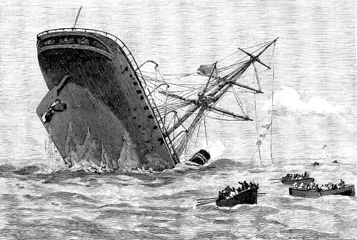 Framed Print : Wreck of the steam-ship Dacca in the Red Sea: going down, two miles from the Daedalus Light, 1890. Creator: Unknown Framed Print : Wreck of the steam-ship Dacca in the Red Sea: going down, two miles from the Daedalus Light, 1890. Creator: Unknown