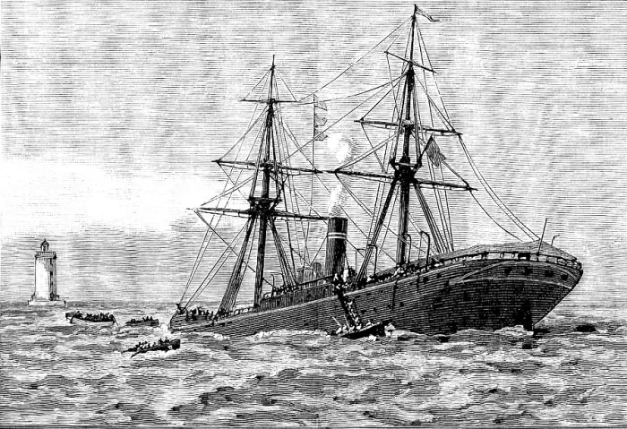 Framed Print : Wreck of the steam-ship Dacca in the Red Sea: an hour after she struck, 1890. Creator: Unknown