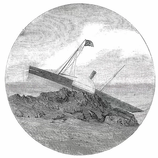 Wreck of the 'Superb', as Seen through a Telescope, from Jersey, 1850. Creator: Unknown. Wreck of the 'Superb', as Seen through a Telescope, from Jersey, 1850. Creator: Unknown