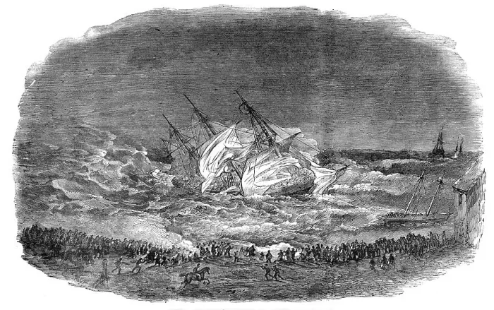 Framed Print : Wreck of the Troop-ship Charlotte - Attempt of the Life-Boat, 1854. Creator: Unknown. Wreck of the Troop-ship Charlotte - Attempt of the Life-Boat, 1854. Creator: Unknown Framed Print : Wreck of the Troop-ship Charlotte - Attempt of the Life-Boat, 1854. Creator: Unknown. Wreck of the Troop-ship Charlotte - Attempt of the Life-Boat, 1854. Creator: Unknown