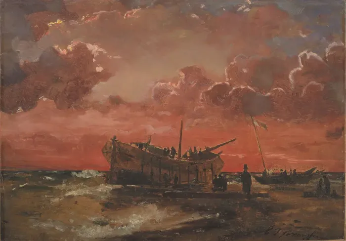 Framed Print : A Wreck on the West Coast of Jutland at Sunset, 1847. Creator: Carl Frederik Sorensen Framed Print : A Wreck on the West Coast of Jutland at Sunset, 1847. Creator: Carl Frederik Sorensen