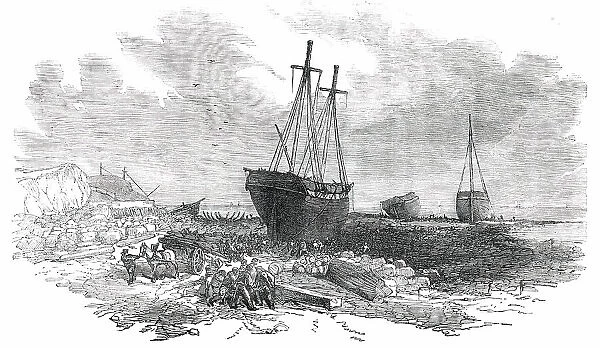 Wrecks on the Rocks at Tynemouth - sketched from below the Spanish Battery, 1850. Creator: Unknown