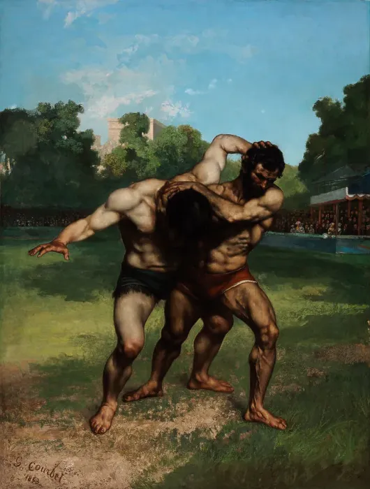 Framed Print : The Wrestlers. Artist: Courbet, Gustave (1819-1877) Framed Print : The Wrestlers. Artist: Courbet, Gustave (1819-1877)
