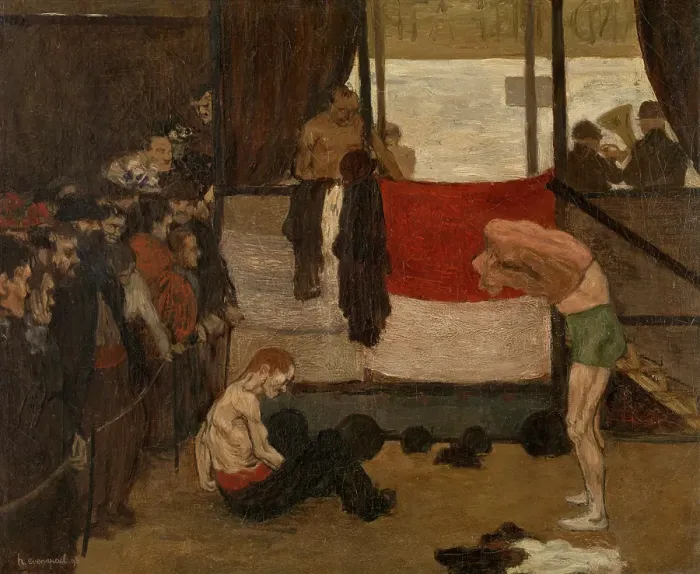 Framed Print : Wrestling Barrack at a Fair, 1898. Creator: Henri Evenepoel Framed Print : Wrestling Barrack at a Fair, 1898. Creator: Henri Evenepoel