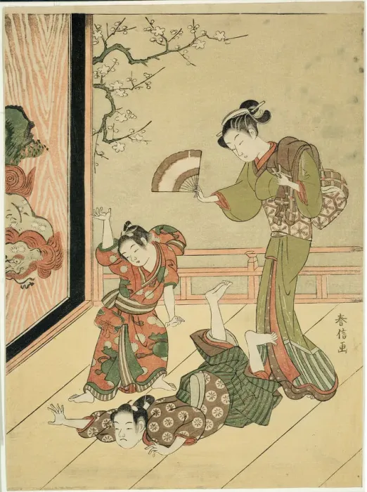 Framed Print : The Wrestling Match (parody of Ushikawamaru and Benkei), c. 1767 Framed Print : The Wrestling Match (parody of Ushikawamaru and Benkei), c. 1767