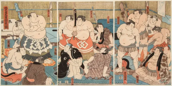 Framed Print : Wrestling match Shitaky Beya vs Hidenoyama, 1850 Framed Print : Wrestling match Shitaky Beya vs Hidenoyama, 1850