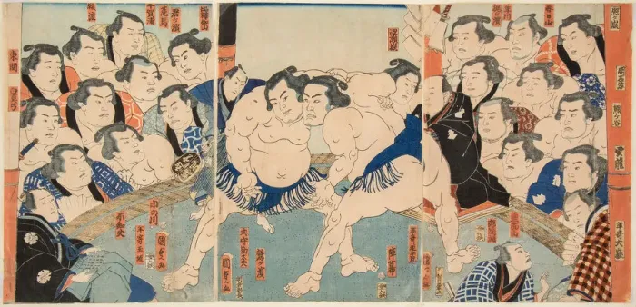 Framed Print : Wrestling match Wahigayama vs Jimmaru, 1861 Framed Print : Wrestling match Wahigayama vs Jimmaru, 1861