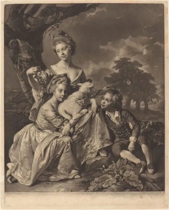 Framed Print : The Wright Family (The Bradshaw Children), 1769. Creator: Valentine Green Framed Print : The Wright Family (The Bradshaw Children), 1769. Creator: Valentine Green