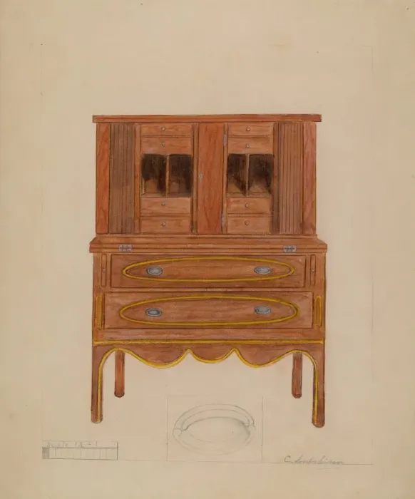 Framed Print : Writing Desk, 1935 / 1942. Creator: Columbus Simpson Framed Print : Writing Desk, 1935 / 1942. Creator: Columbus Simpson