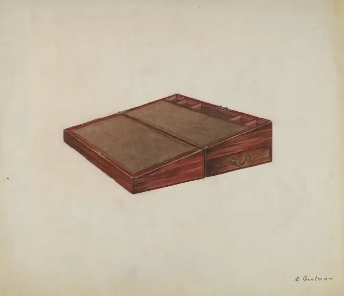 Framed Print : Writing Desk, Lap, c. 1941. Creator: Mattie P. Goodman Framed Print : Writing Desk, Lap, c. 1941. Creator: Mattie P. Goodman