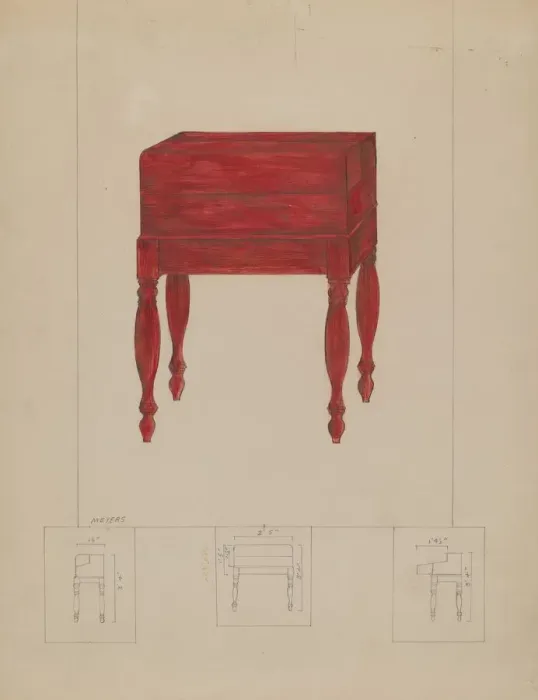 Framed Print : Writing Desk and Table, 1935 / 1942. Creator: Henry Meyers Framed Print : Writing Desk and Table, 1935 / 1942. Creator: Henry Meyers